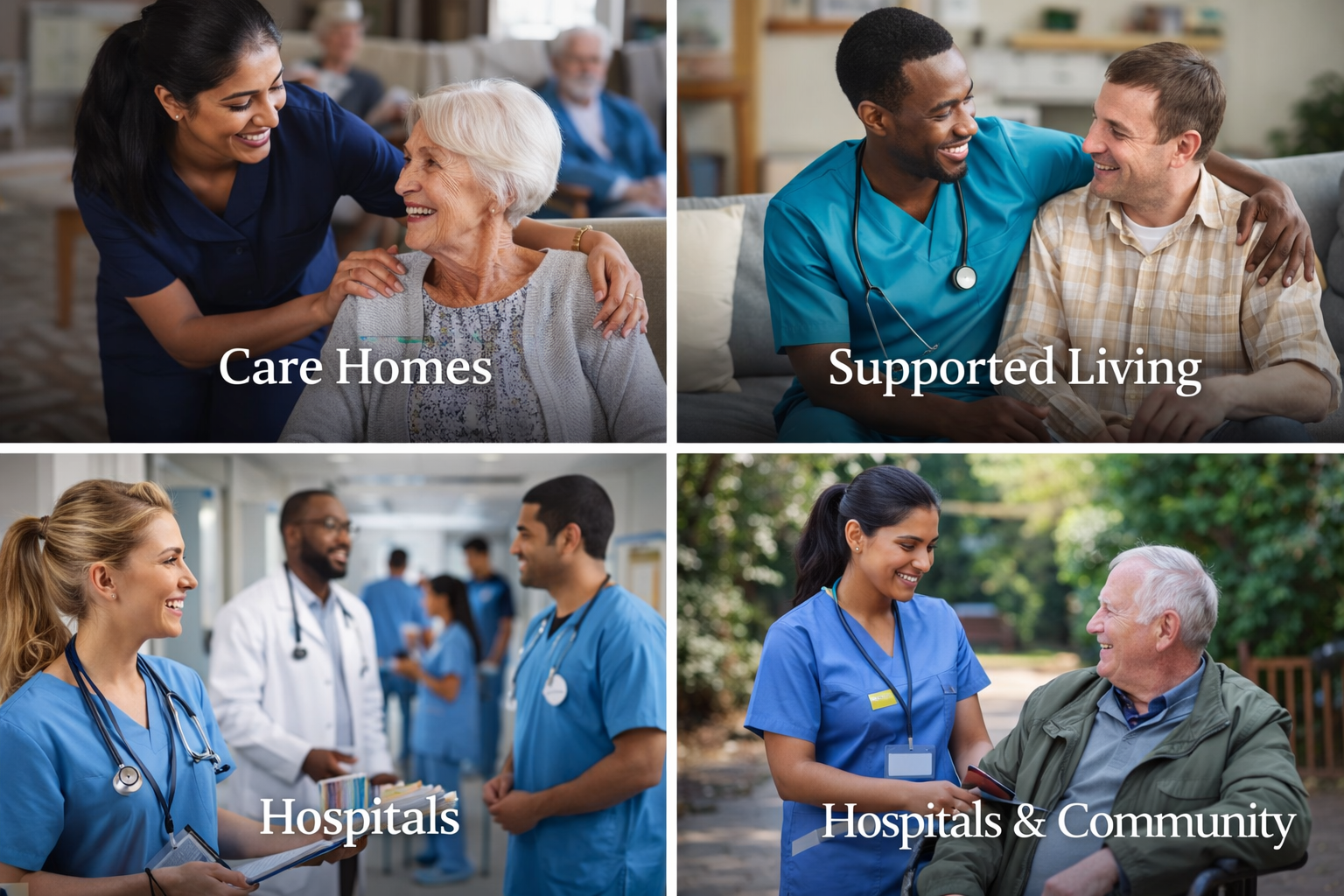 Collage of healthcare staffing settings