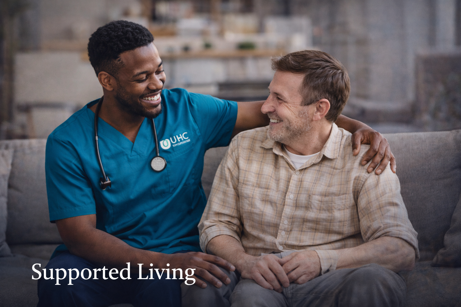 Support worker and service user in a supported living setting